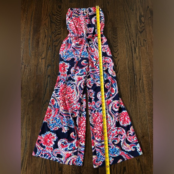 Lilly Pulitzer Women’s XXS Halibut Farrah Strapless Wide-Leg Jumpsuit w/Pockets - Picture 10 of 16